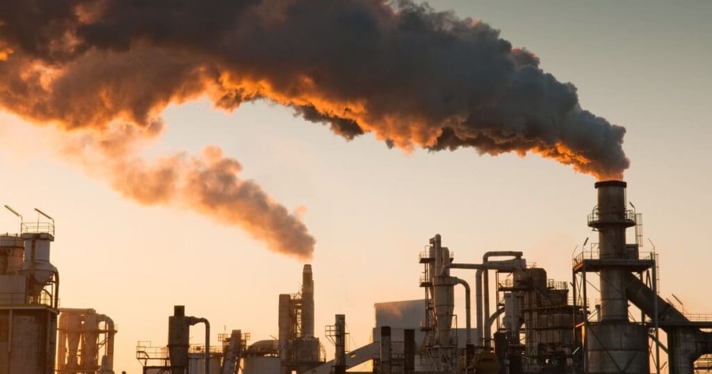 Greenhouse Gas Accumulation results from pollutants released from smoke stacks.