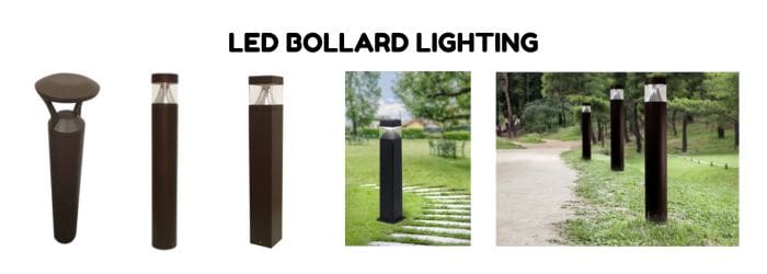 Modern bollard lighting fixtures for outdoor walkways