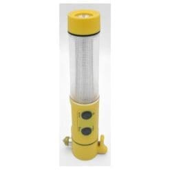 Automotive flashlight with strobe. Yellow end caps with plastic lantern cover.