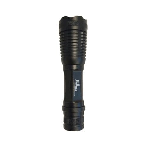 EnviroMax LED Flashlight 132 Black body flashlight with textured top and push button tail end green switch