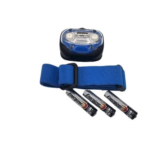 Energizer Headlamp HDA32E includes headlamp, blue headband and three Energizer AAA batteries